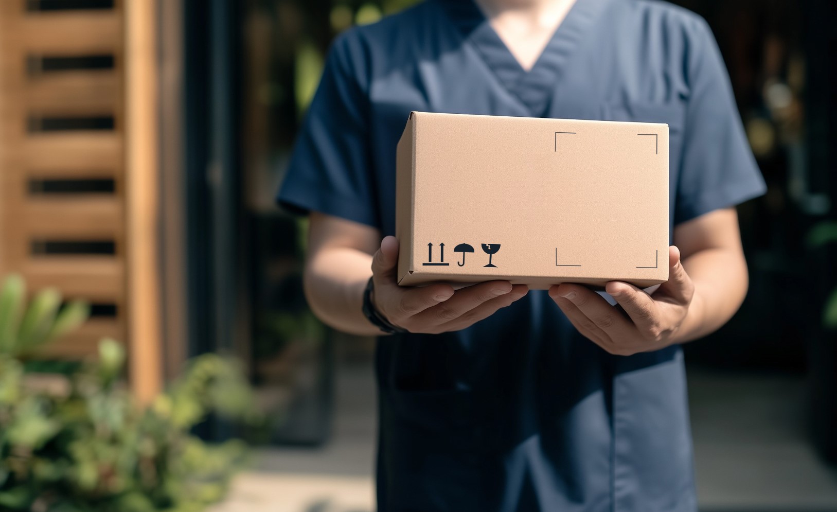 medical worker holds the medicines box - Eurotranspharma hospital delivery service